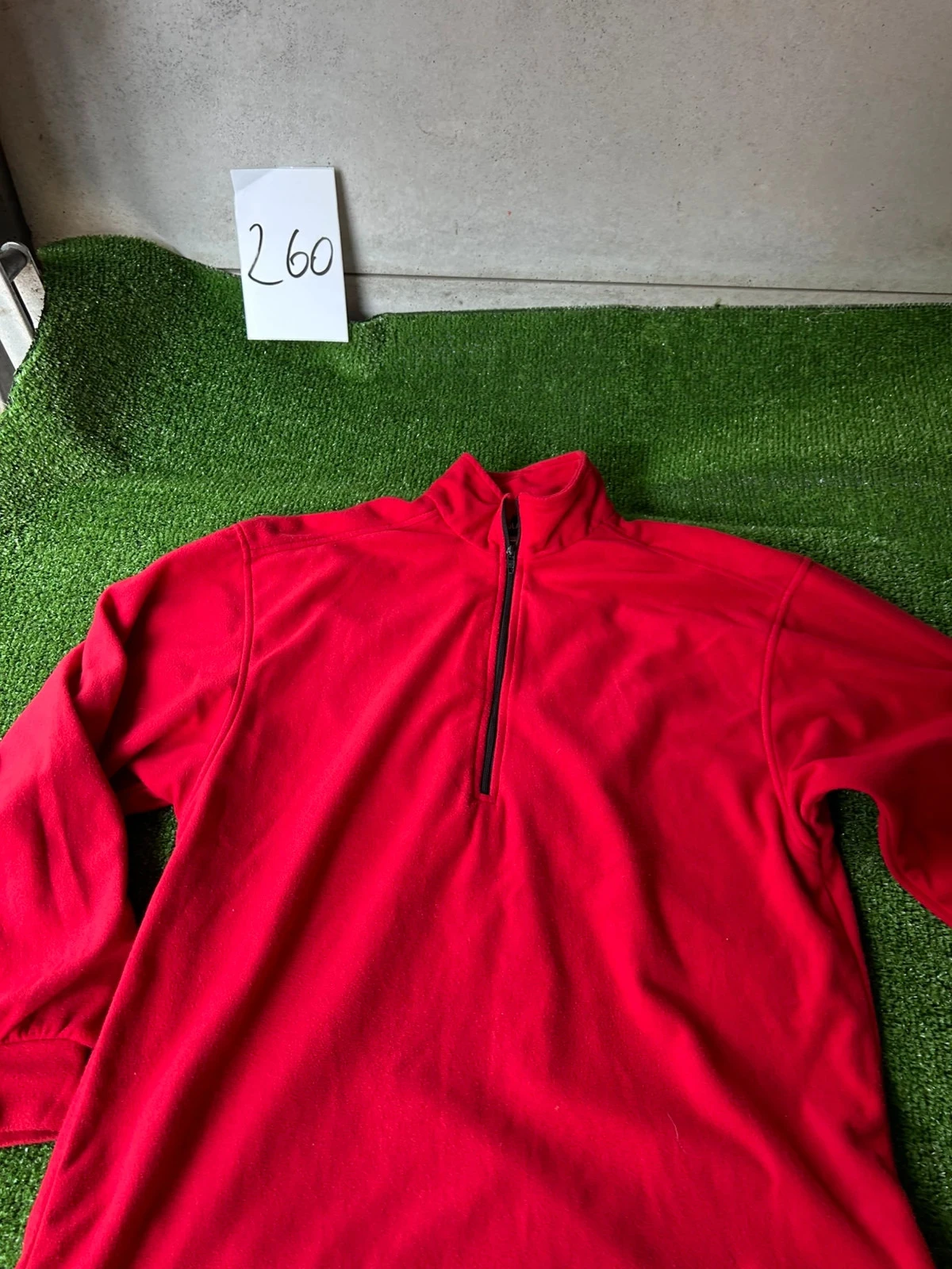 Red fleece pullover with quarter zip and half zip, Polartec, size L – photo 2